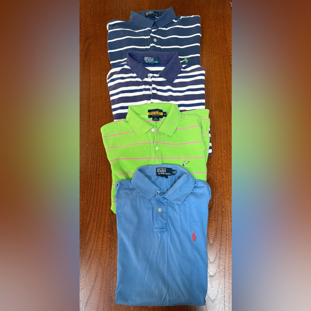 Polo Ralph Lauren Striped Shirt Lot of 4 - Blue, Yellow, Green, White
